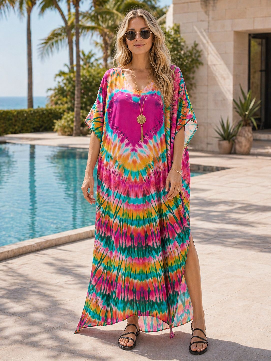 Gaun Pantai Kaftan Wanita Ukur - Cover Up Kaftan ulasan dan harga