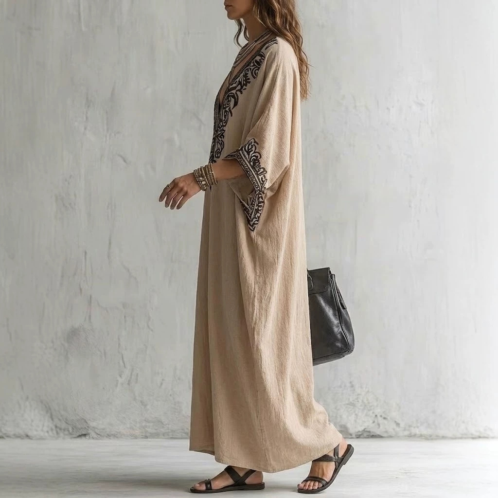 Gaun Maxi Kaftan Bordir Boho W - Cover Up Kaftan ulasan dan harga