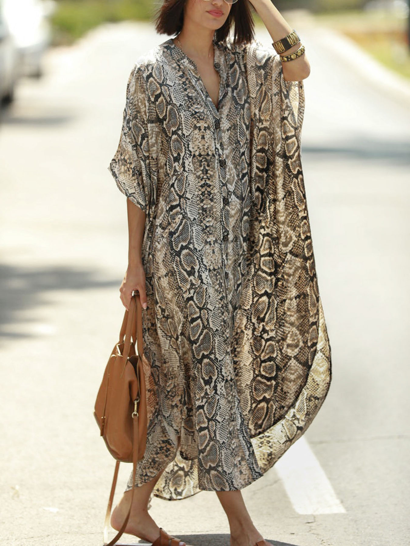 Pakaian Pantai Motif Bohemian  - Cover Up Kaftan ulasan dan harga
