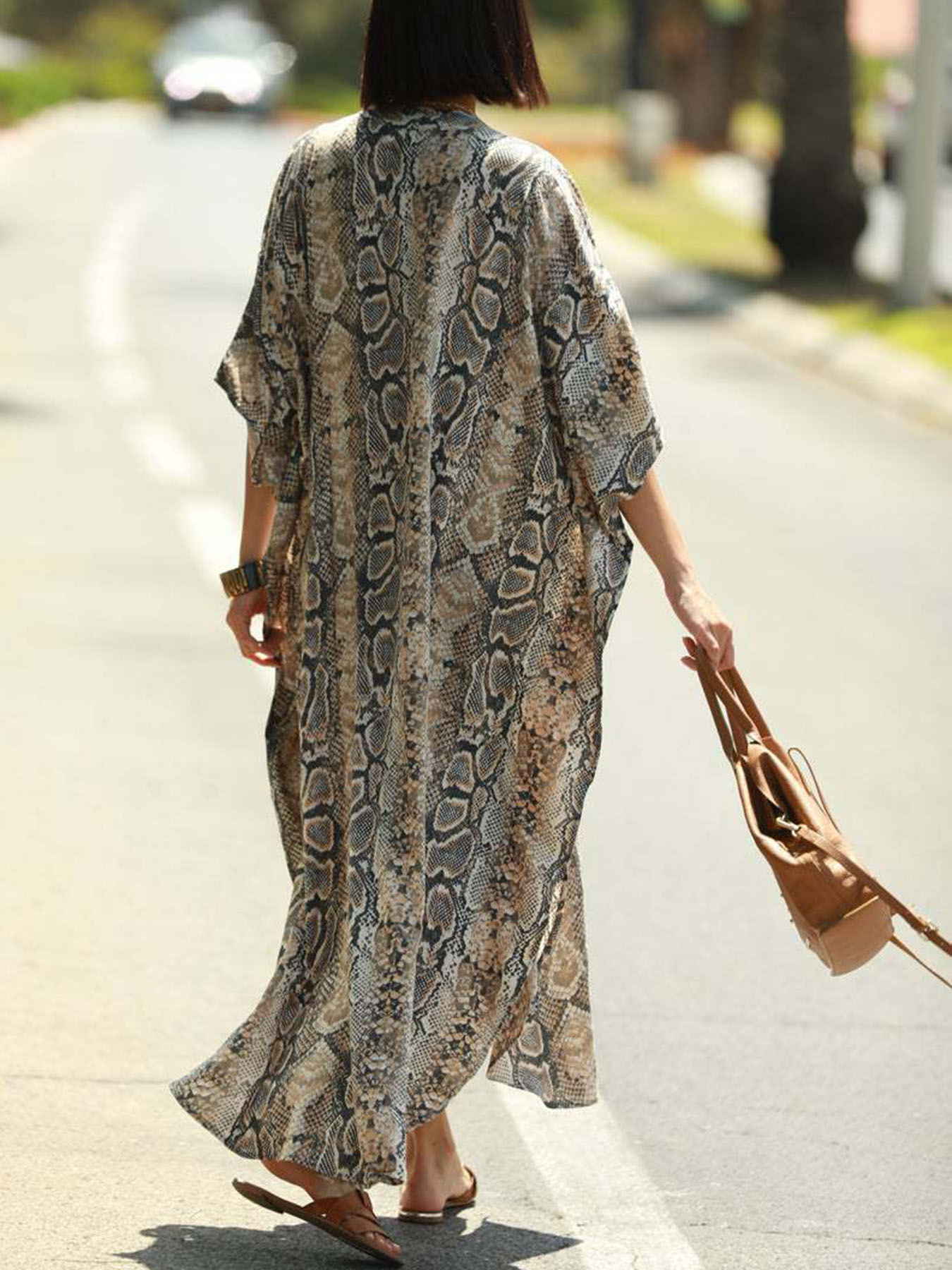 Pakaian Pantai Motif Bohemian  - Cover Up Kaftan ulasan dan harga