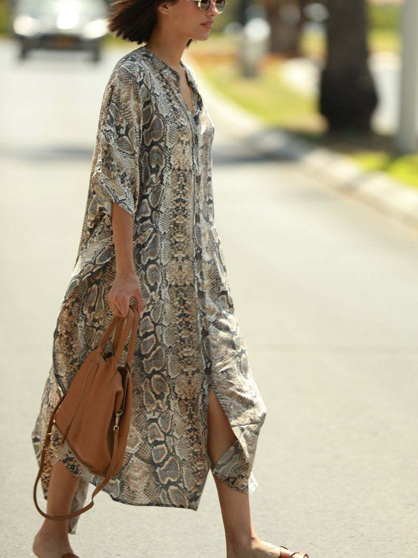 Pakaian Pantai Motif Bohemian  - Cover Up Kaftan ulasan dan harga