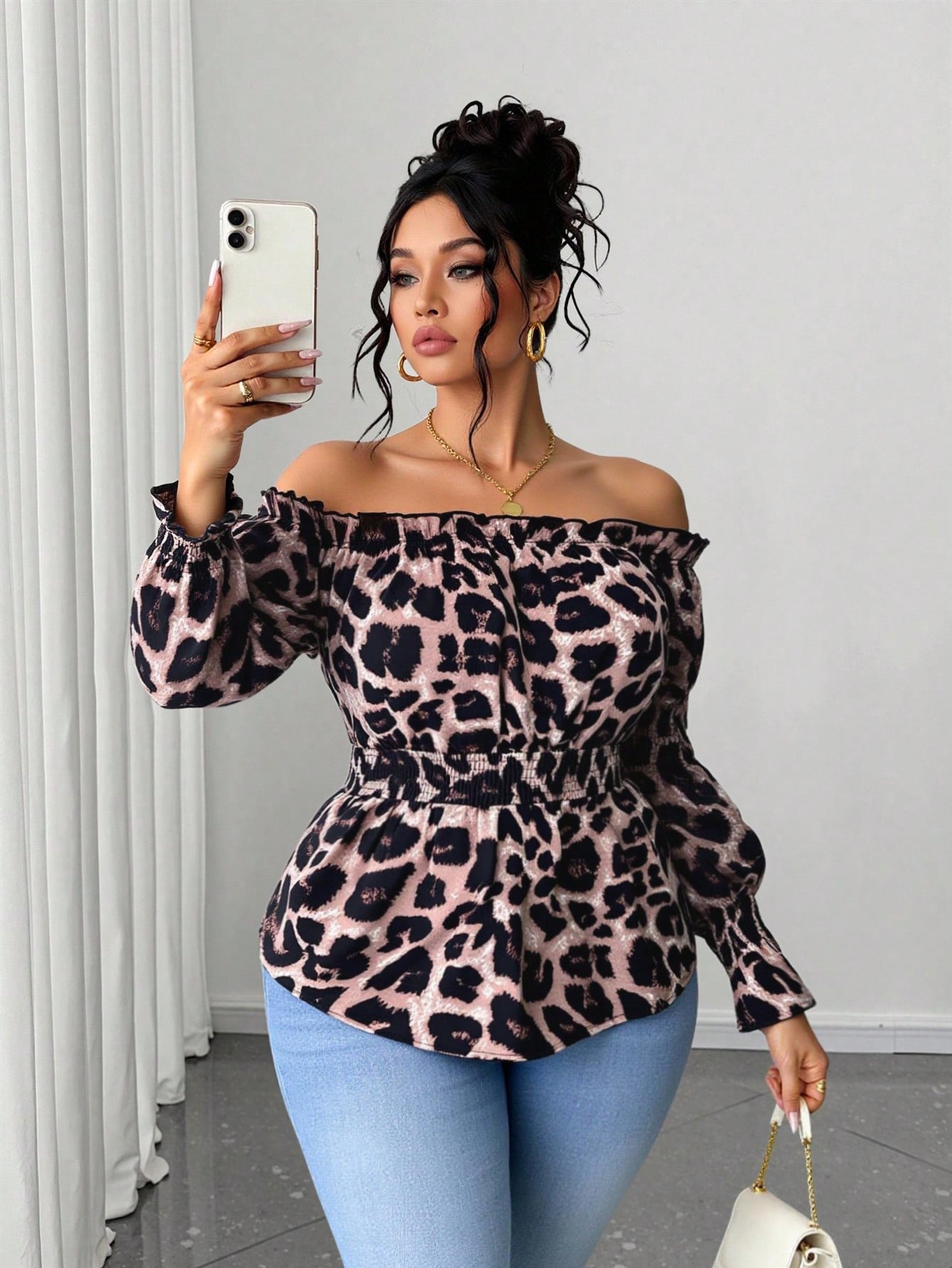 Blus Modis Wanita Ukuran Besar - Blouse Off Shoulder ulasan dan harga
