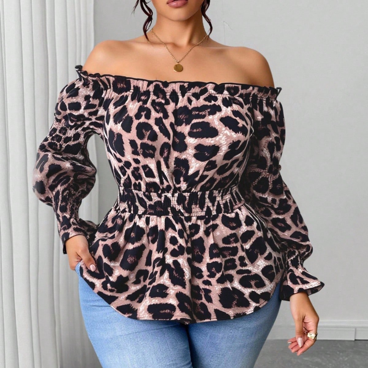 Blus Modis Wanita Ukuran Besar - Blouse Off Shoulder ulasan dan harga