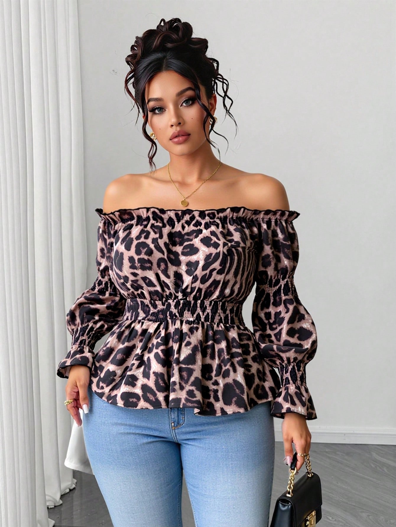 Blus Modis Wanita Ukuran Besar - Blouse Off Shoulder ulasan dan harga