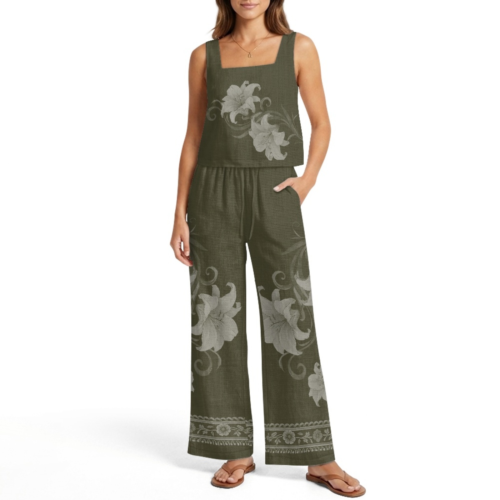 INSTANTARTS Set Rompi Linen Wa - Linen Pant Wide ulasan dan harga