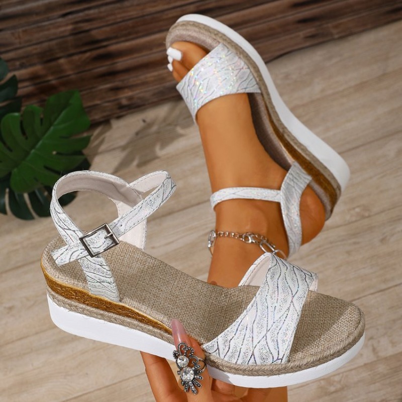 Sandal Wedge Wanita Putih Hak  - Wedge Espadrille Women ulasan dan harga